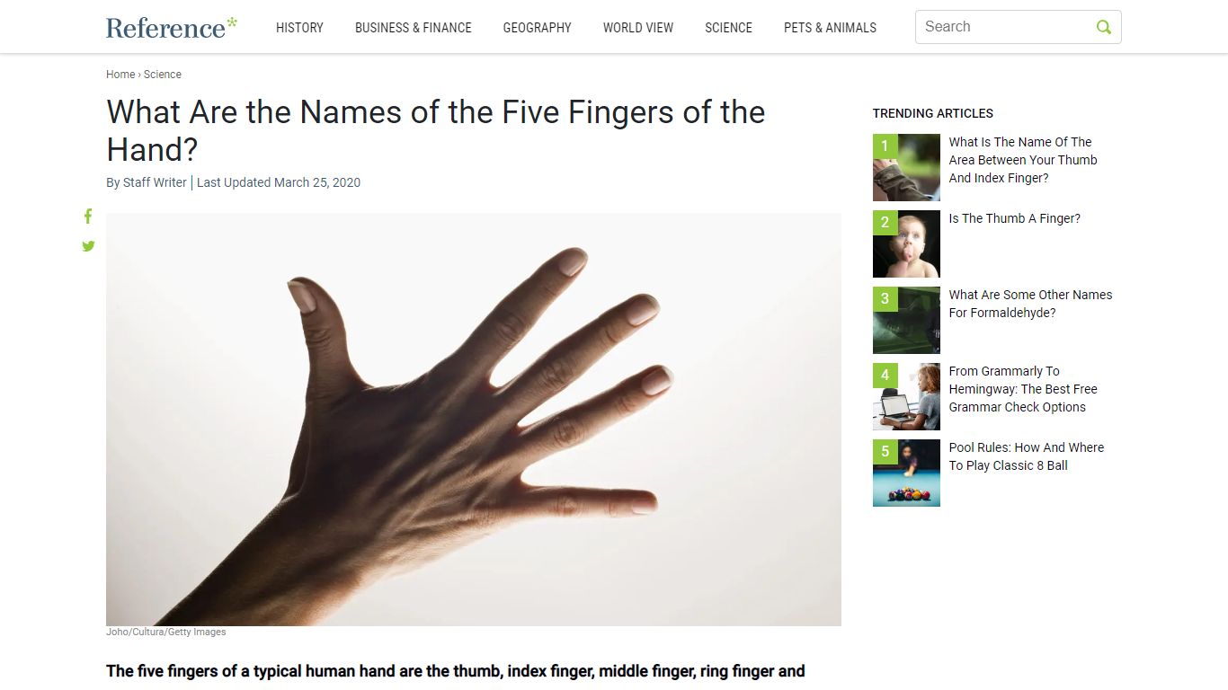 What Are the Names of the Five Fingers of the Hand? - Reference.com